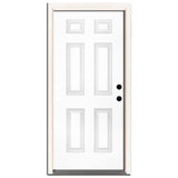 30 in. x 80 in. Premium 6-Panel Primed White Steel Prehung Front Door Left-Hand Outswing and 4 in. Wall - Super Arbor