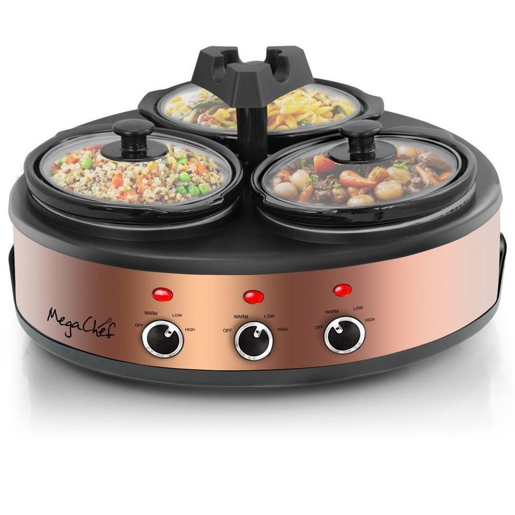Triple 4.5 Qt. Copper Slow Cooker with Glass Lids