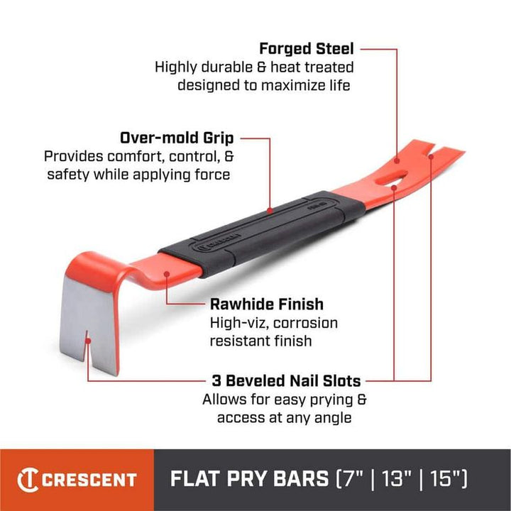 Crescent 15 in. Flat Pry Bar with Grip