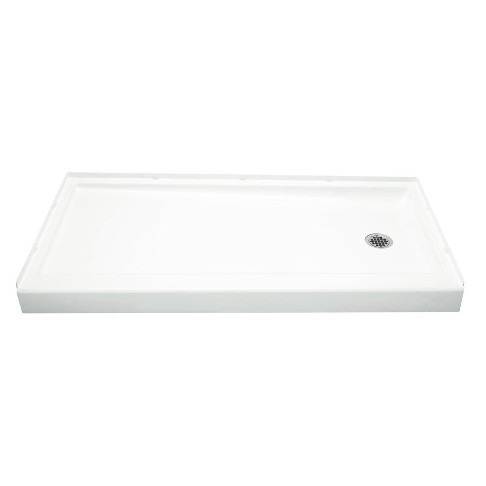 Ensemble 30 in. x 60 in. Single Threshold Right-Hand Shower Base in White - Super Arbor
