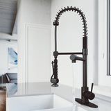 Zurich Single-Handle Pull-Down Sprayer Kitchen Faucet with Deck Plate in Matte Black - Super Arbor