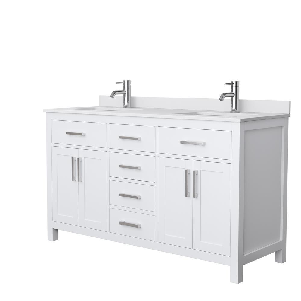 Beckett 72 in. W x 22 in. D Double Bath Vanity in White with Cultured Marble Vanity Top in Carrara with White Basins - Super Arbor