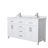 Beckett 72 in. W x 22 in. D Double Bath Vanity in White with Cultured Marble Vanity Top in Carrara with White Basins - Super Arbor