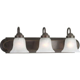 24 in. 3-Light Brushed Nickel Bathroom Vanity Light with Glass Shades
