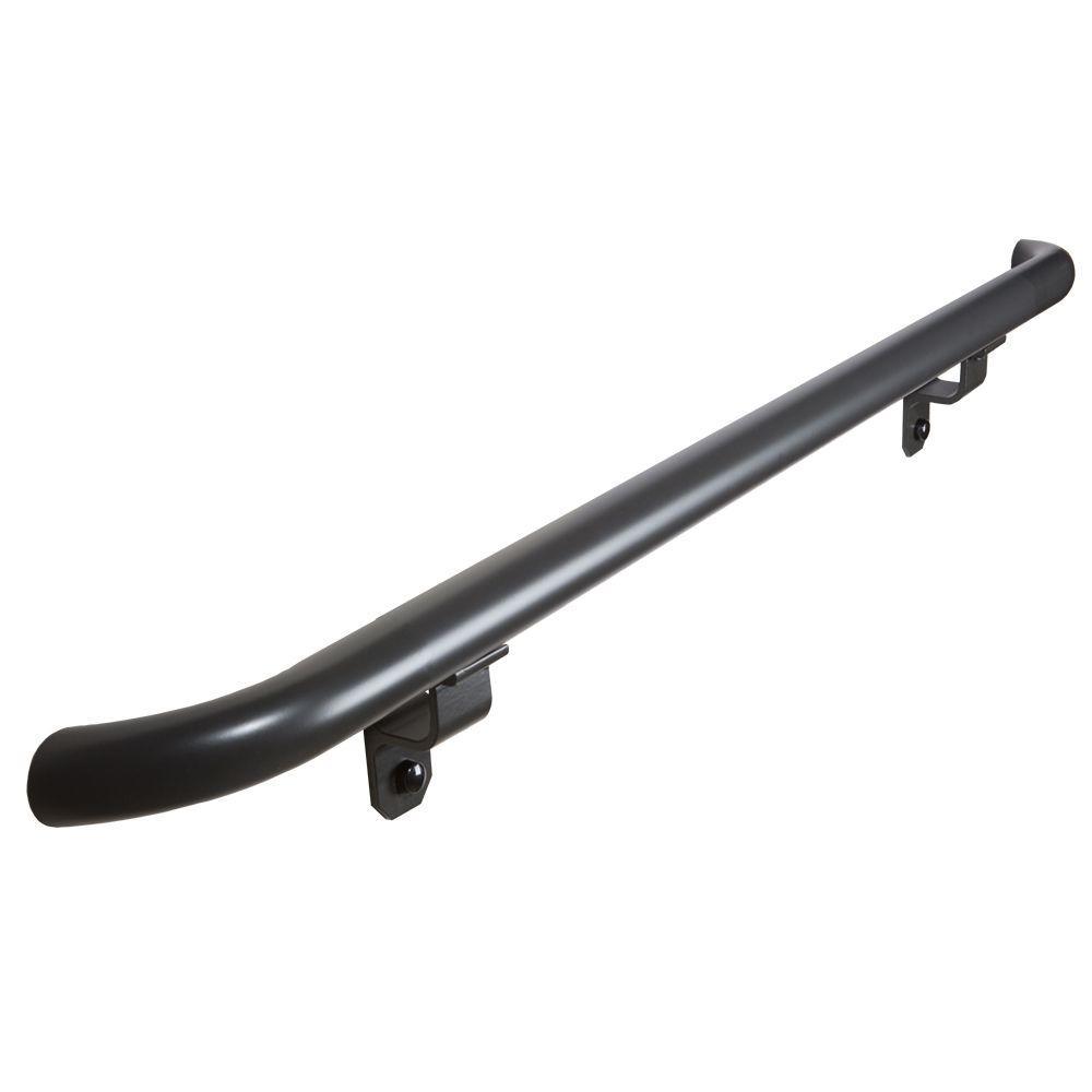 4 ft. Textured Black Aluminum Round with Curved Ends Hand Rail Kit - Super Arbor