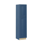 Home Decorators Collection Grayson 18 in. W x 24 in. D x 84 in. H Assembled Plywood Pantry Kitchen Cabinet in Mythic Blue with Soft Close LH