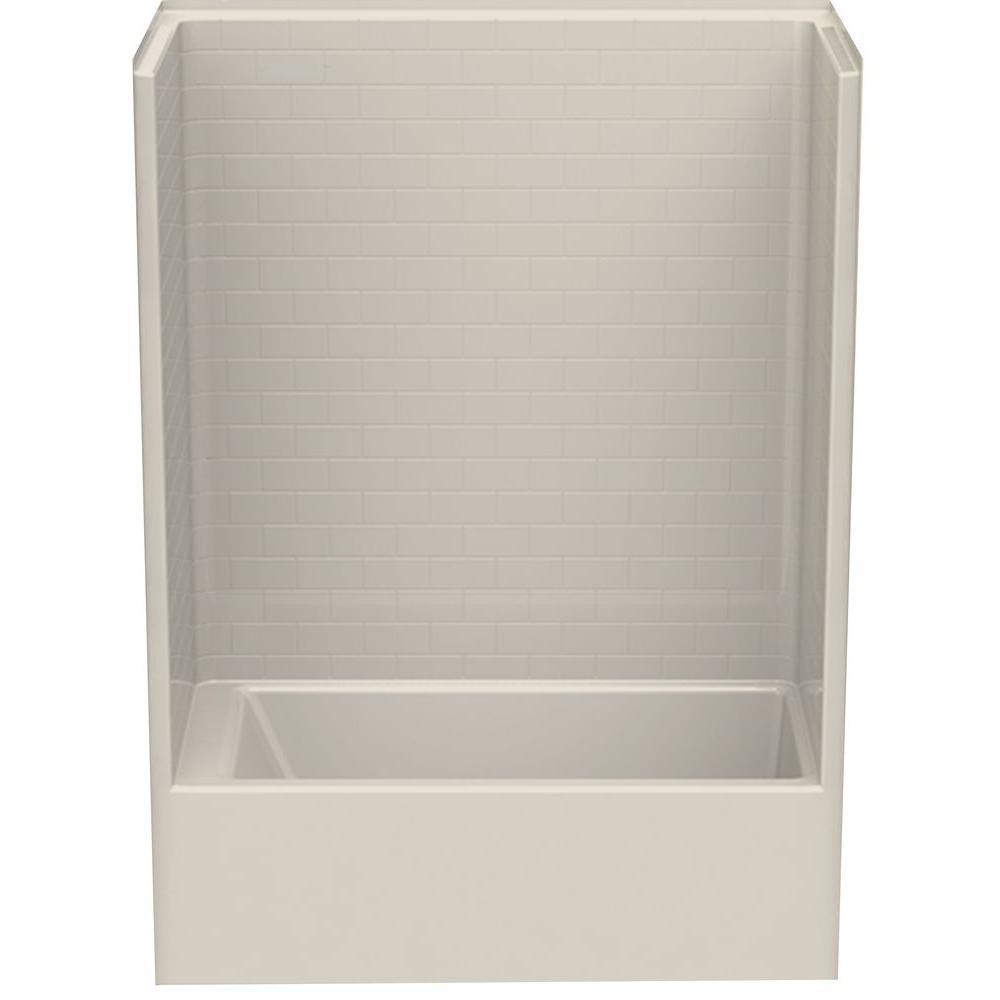 Everyday Subway Tile 60 in. x 32 in. x 80 in. 1-Piece Bath and Shower Kit with Left Drain in White - Super Arbor
