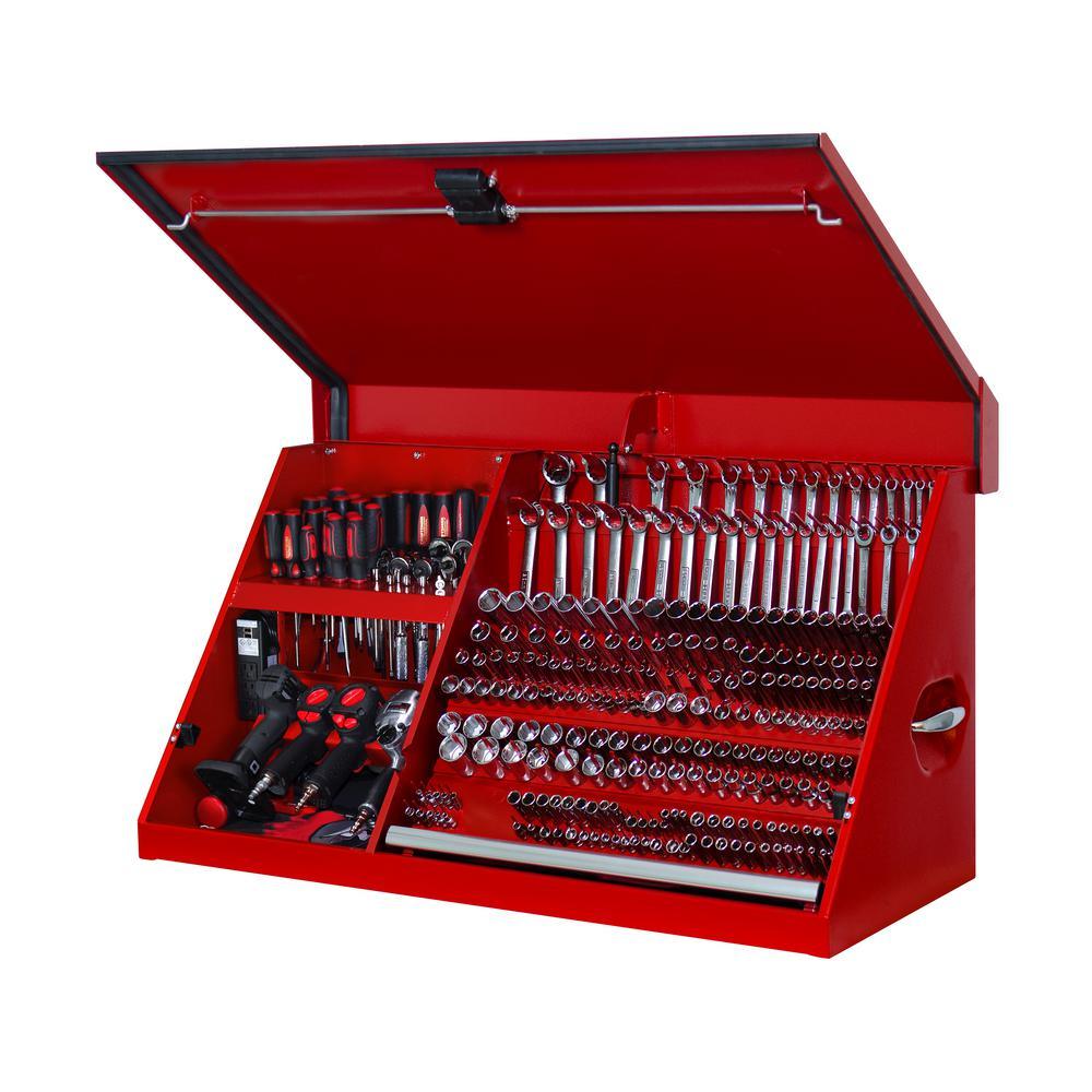 PWS Series 41 in. 0-Drawer Textured Portable Workstation Top Chest in Red - Super Arbor