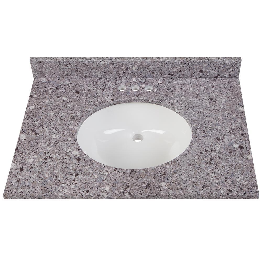 31 in. x 22 in. Stone Effects Vanity Top in Cascade with White Sink - Super Arbor