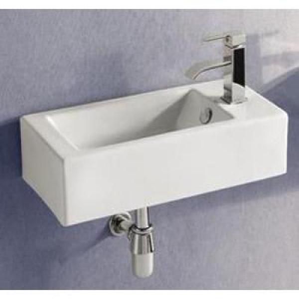 Elanti Wall-Mounted Left-Facing Rectangle Bathroom Sink in White
