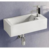 Elanti Wall-Mounted Left-Facing Rectangle Bathroom Sink in White