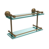 Waverly Place 16 in. L x 8 in. H x 5 in. W 2-Tier Clear Glass Bathroom Shelf with Gallery Rail in Satin Nickel - Super Arbor