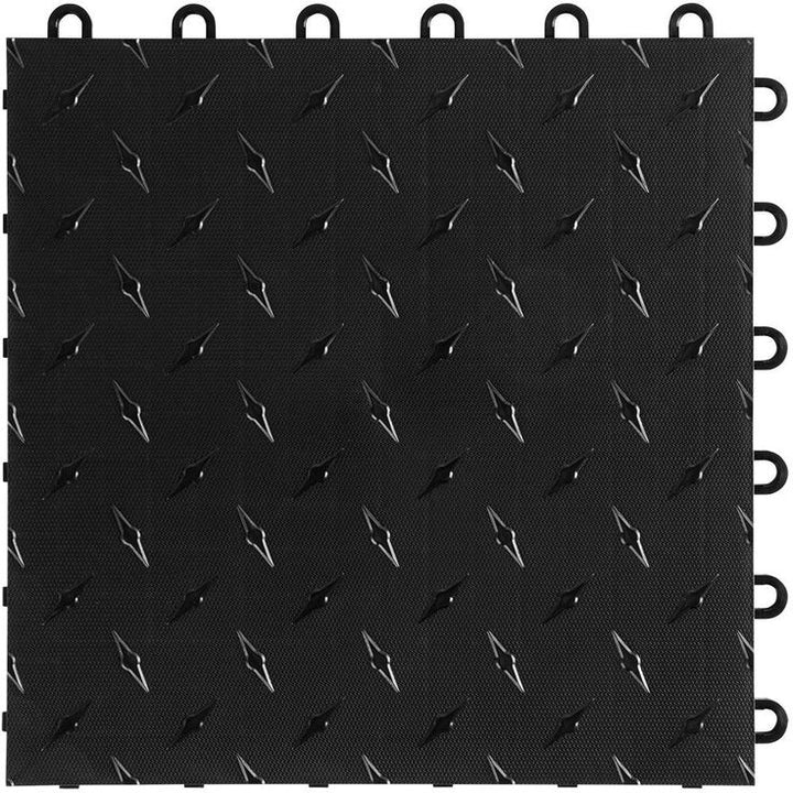 Swisstrax 12 in. W x 12 in. L Jet Black Diamondtrax Home Modular Polypropylene Flooring (10-Tile/Pack) (10 sq. ft.)
