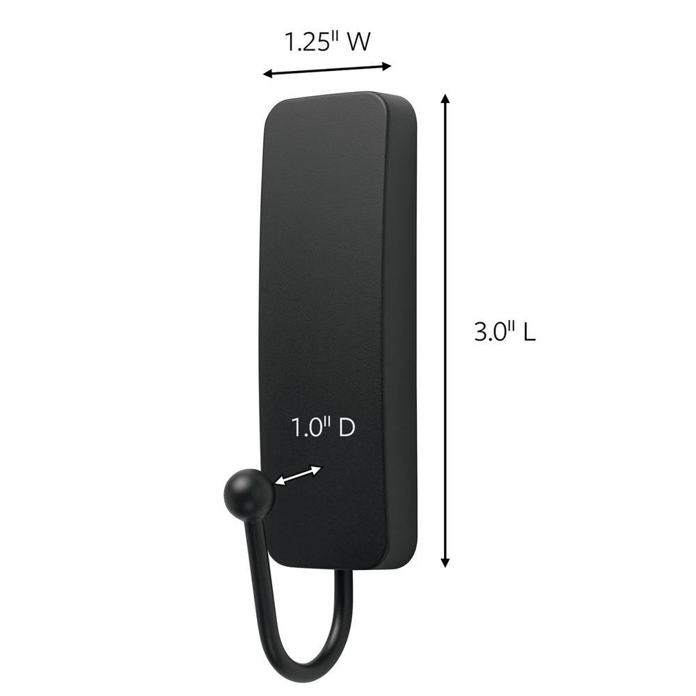Medium Black Matte Hooks (2-Hooks and 4-Adhesive Strips) - Super Arbor