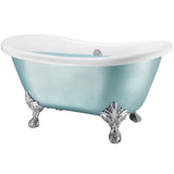 59 in. Fiberglass Double Slipper Clawfoot Non-Whirlpool Bathtub in Matte Lichen Green - Super Arbor