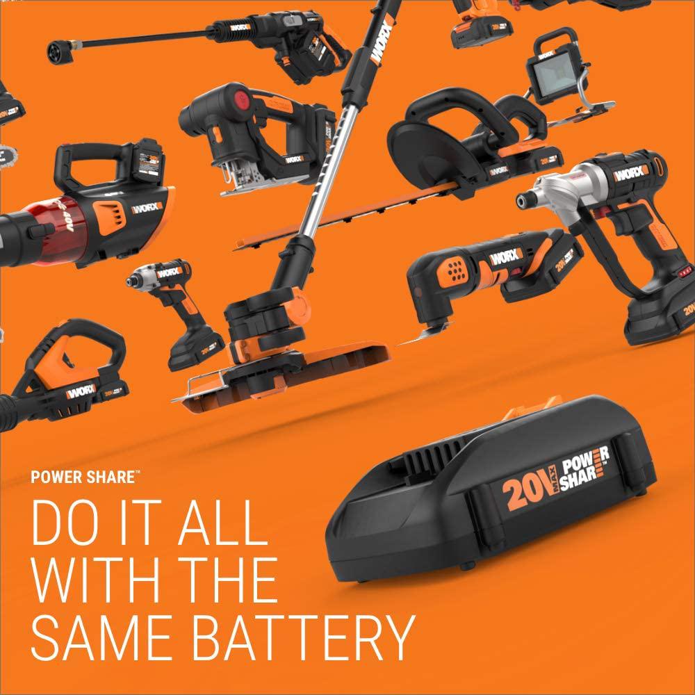 Worx POWER SHARE 20-Volt Cordless and Brushless Multi-Speed 1/4 in. Hex Impact Driver with Quick Change Chuck - Super Arbor