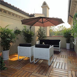 Topeakmart 12''x12''Interlocking Wood Flooring Tiles Indoor & Outdoor for Patio Garden Deck Poolside Pack of 27 Natural Wood