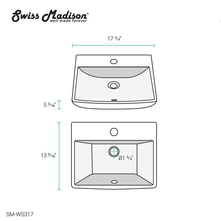 Swiss Madison Sublime Compact Ceramic Wall Hung Sink in White