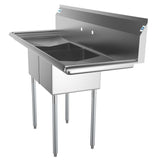 Freestanding Stainless Steel 56 in. 2-Hole Double Bowl Commercial Kitchen Sink