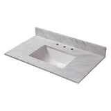 61 in. W Engineered Marble Single Sink Vanity Top in Winter White with White Trough Sink - Super Arbor
