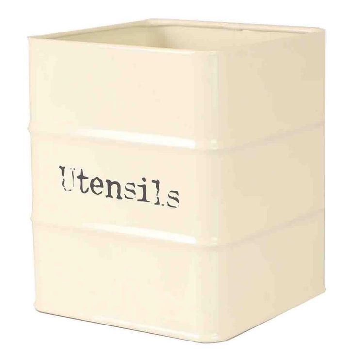 Ivory Tin Utensil Holder