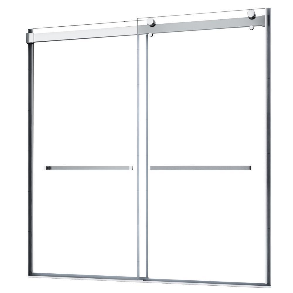Lagoon 60 in. x 76 in. Left Drain Alcove Shower Kit in Carrara White and Silver Hardware - Super Arbor