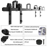 9 ft./108 in. Powder Coated Black Heavy-Duty Bypass Double Door Sliding Barn Door Hardware Classic Design Roller - Super Arbor