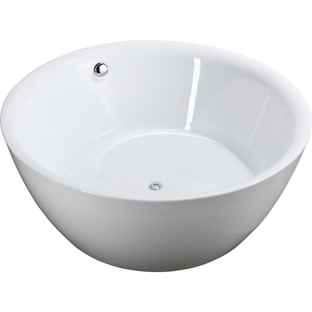 Pescara 59.04 in. Acrylic Flatbottom Non-Whirlpool Freestanding Bathtub in Glossy White - Super Arbor