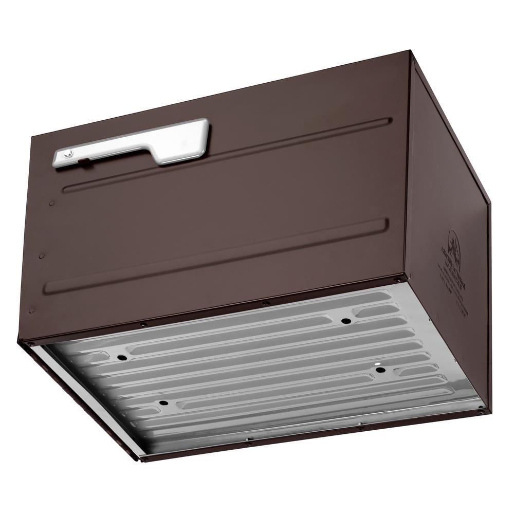 Oasis Eclipse Rubbed Bronze Post Mount Locking Parcel Mailbox with Silver Flag - Super Arbor