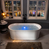 Diana 67 in. Acrylic Freestanding Double Ended Air Bath Bathtub with Drain and Overflow Included in White