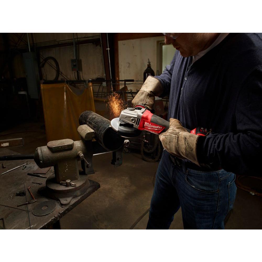 M18 FUEL 18-Volt 4-1/2 in./5 in. Lithium-Ion Brushless Cordless Grinder with Paddle Switch with Bandsaw and Batteries