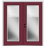 60 in. x 80 in. Internal Blinds Left-Hand Inswing Full Lite Clear Glass Painted Steel Prehung Front Door - Super Arbor