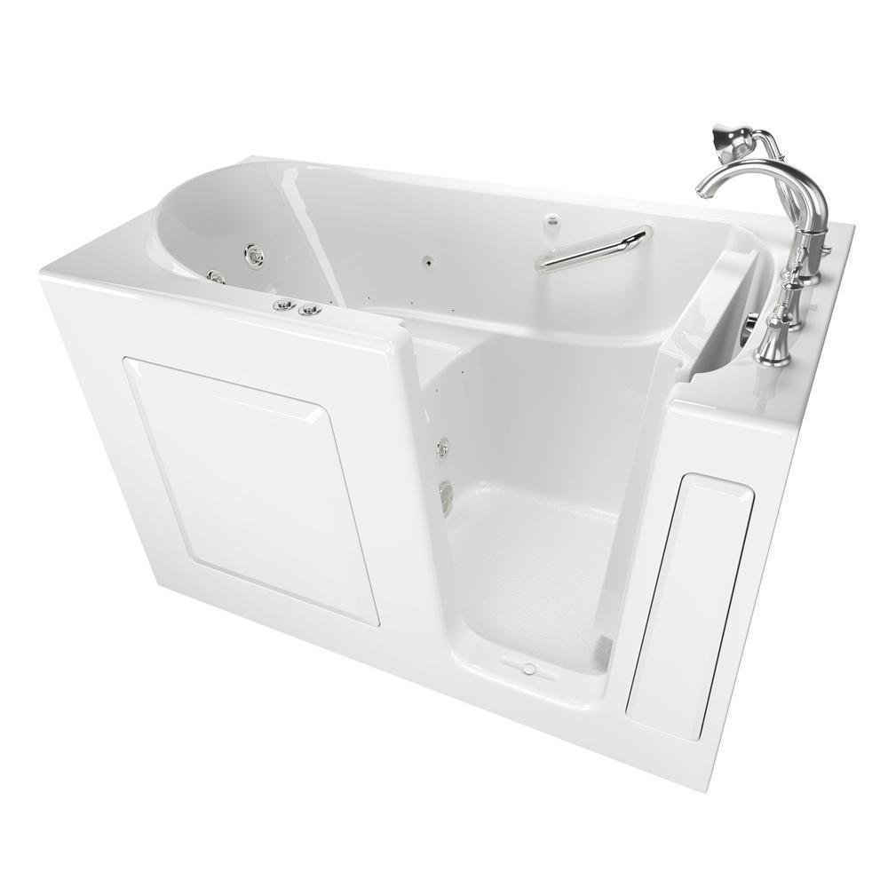 Exclusive Series 60 in. x 30 in. Left Hand Walk-In Whirlpool and Air Bath Tub with Quick Drain in White - Super Arbor