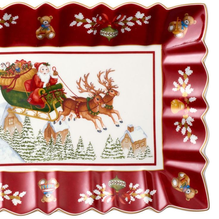 Toy's Fantasy 13.75 in. Rectangular Cake Plate Sleigh Ride