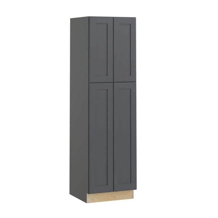Home Decorators Collection Newport 24 in. W x 24 in. D x 84 in. H Assembled Plywood Pantry Kitchen Cabinet in Deep Onyx with Soft Close