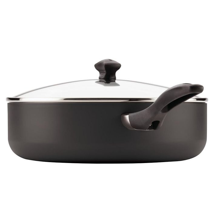 Dishwasher Safe 12 in. Aluminum Nonstick Skillet in Black with Glass Lid