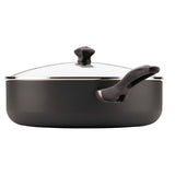 Dishwasher Safe 12 in. Aluminum Nonstick Skillet in Black with Glass Lid
