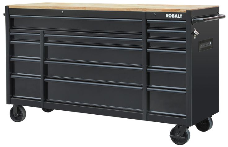 Kobalt 71-in L x 42.7-in H 15-Drawers Rolling Black Wood Work Bench