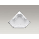 Tercet 5 ft. Acrylic Center Drain Neo-Angle Straight Corner Alcove Air Bath Bathtub in White - Super Arbor