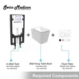 0.8/1.28 GPF Concorde Wall Hung Square Dual Flush Elongated Toilet Bowl in White
