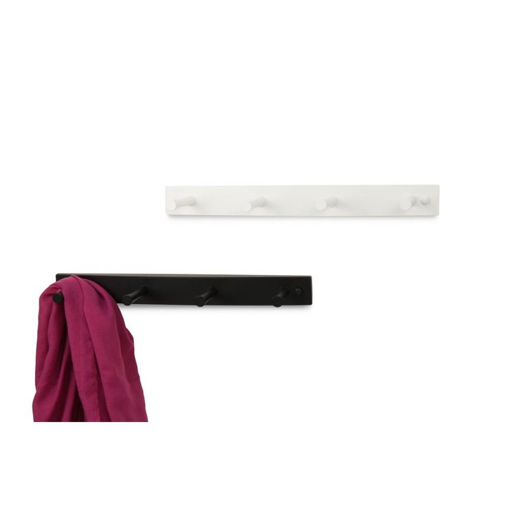 15.5 in. L Decorative White 4-Peg Wall Mount Wood Rack