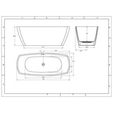 69 in. Acrylic Center Drain Rectangular Double Ended Flatbottom Freestanding Bathtub in White - Super Arbor