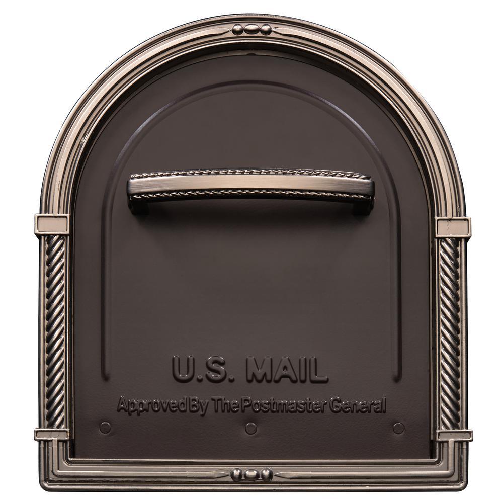 Bungalow Rubbed Bronze Post Mount Mailbox with Antique Nickel Accents - Super Arbor