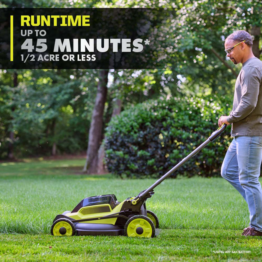RYOBI 20 in. 40-Volt HP Brushless Cordless Push Lawn Mower with Two 6.0Ah Batteries and Charger