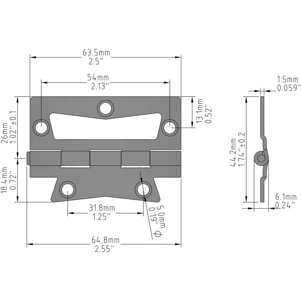2-1/2 in. Satin Nickel Non-Mortise Hinges (2-Pack) - Super Arbor