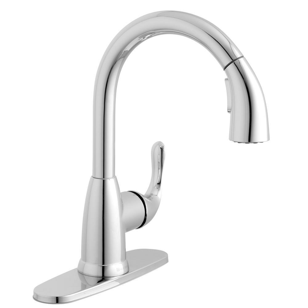 Dylan Single-Handle Pull-Down Kitchen Faucet with TurboSpray and FastMount in Stainless Steel - Super Arbor