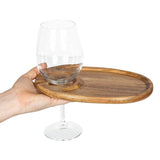 9 in. x 6 in. x 0.5 in. Acacia Wood Wine & Appetizer Plates (Set of 4)