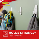 3M Command Large Utility Hooks, White, Damage-Free Indoor Organization, 6 Hooks