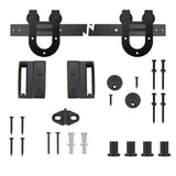 72 in. Black Horseshoe Sliding Barn Door Track and Hardware Kit
