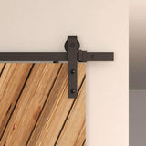 Black Solid Steel Sliding Rolling Barn Door Hardware 8 ft. Kit for Single Wood Doors - Super Arbor